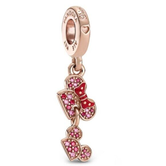 NWT Disney x Pandora Exclusive Charm Minnie Mouse Hat Rose Gold Enamel Pink - Picture 1 of 5